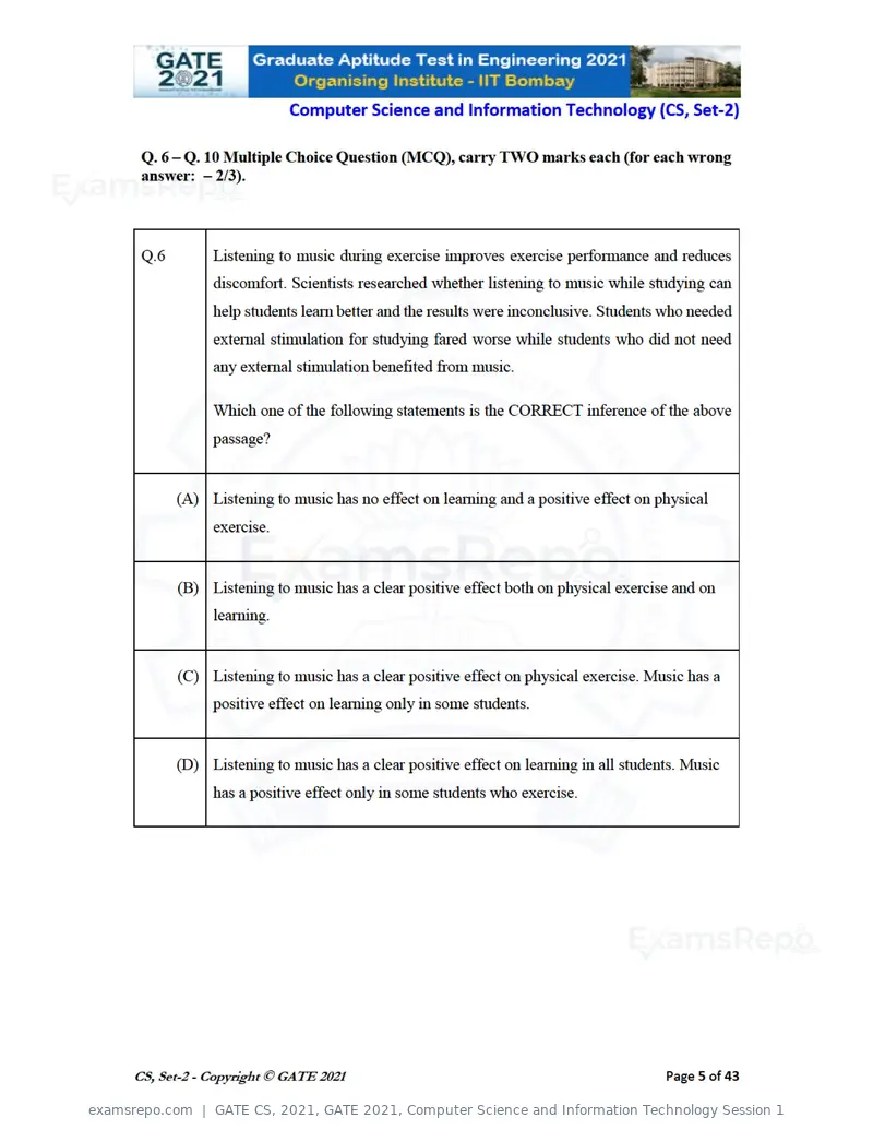 GATE CS 2021 question paper, GATE 2021, Computer Science and Information Technology Session 1, page 50 of 91