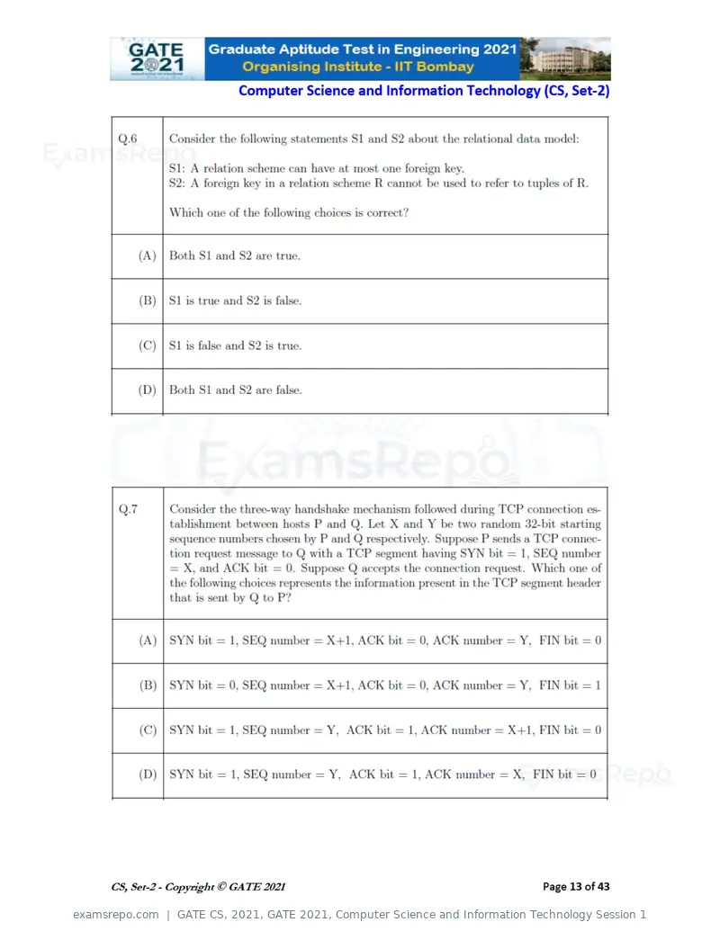 GATE CS 2021 question paper, GATE 2021, Computer Science and Information Technology Session 1, page 58 of 91