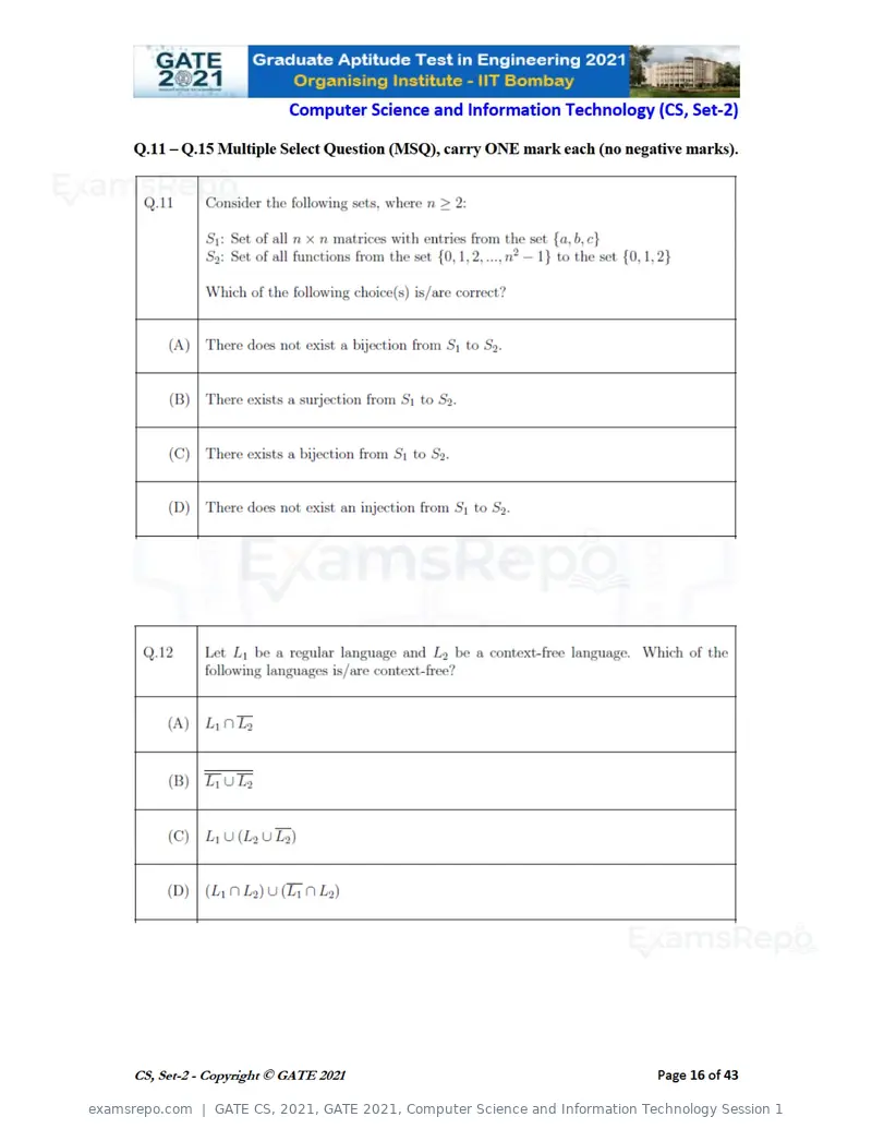 GATE CS 2021 question paper, GATE 2021, Computer Science and Information Technology Session 1, page 61 of 91
