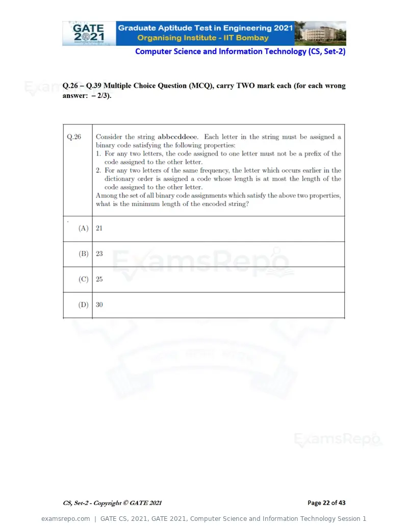 GATE CS 2021 question paper, GATE 2021, Computer Science and Information Technology Session 1, page 67 of 91