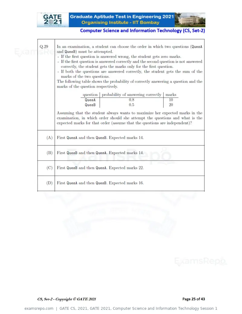GATE CS 2021 question paper, GATE 2021, Computer Science and Information Technology Session 1, page 70 of 91