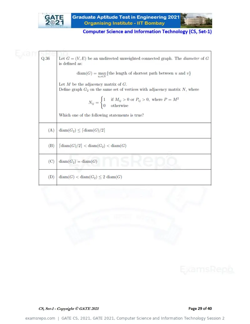 GATE CS 2021 question paper, GATE 2021, Computer Science and Information Technology Session 2, page 30 of 91