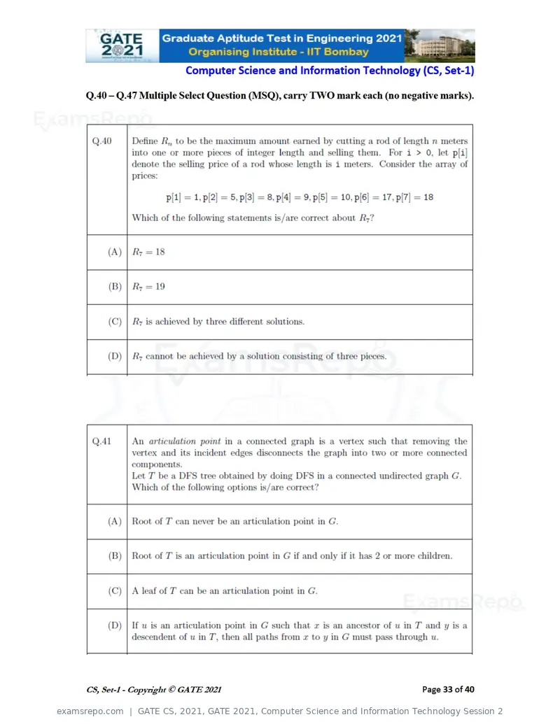 GATE CS 2021 question paper, GATE 2021, Computer Science and Information Technology Session 2, page 34 of 91