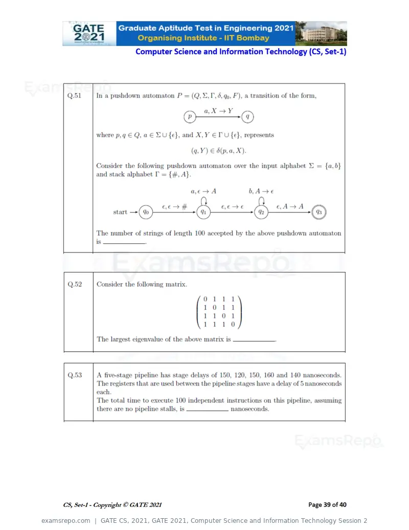 GATE CS 2021 question paper, GATE 2021, Computer Science and Information Technology Session 2, page 40 of 91