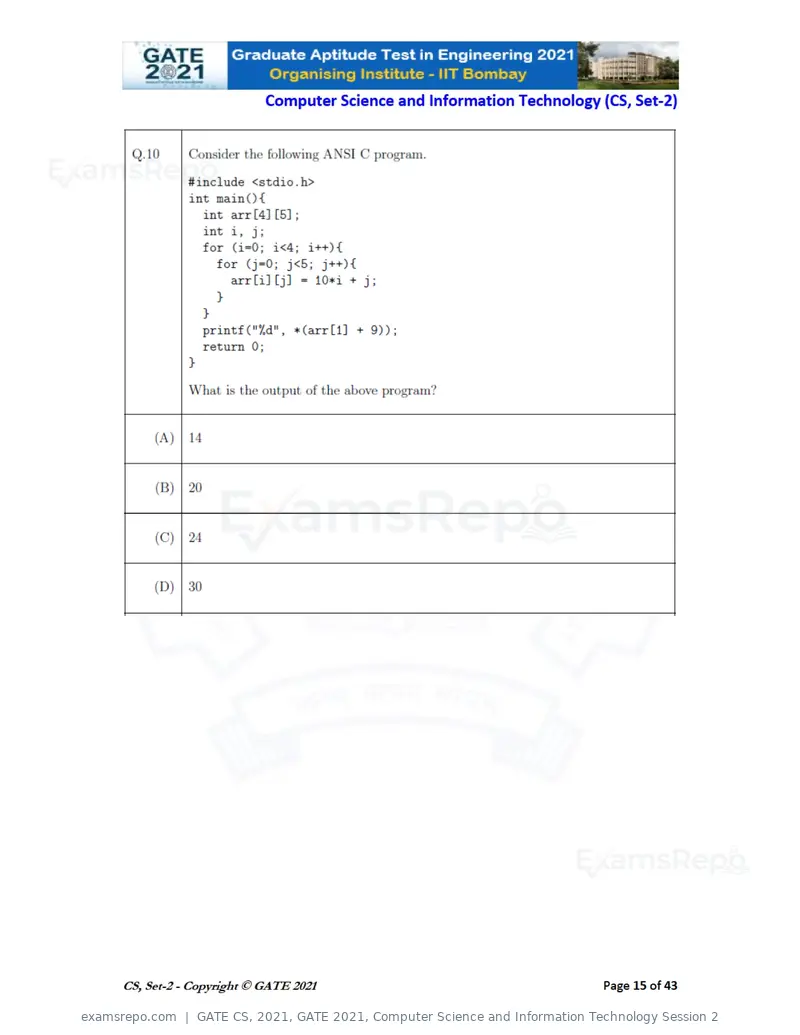 GATE CS 2021 question paper, GATE 2021, Computer Science and Information Technology Session 2, page 60 of 91