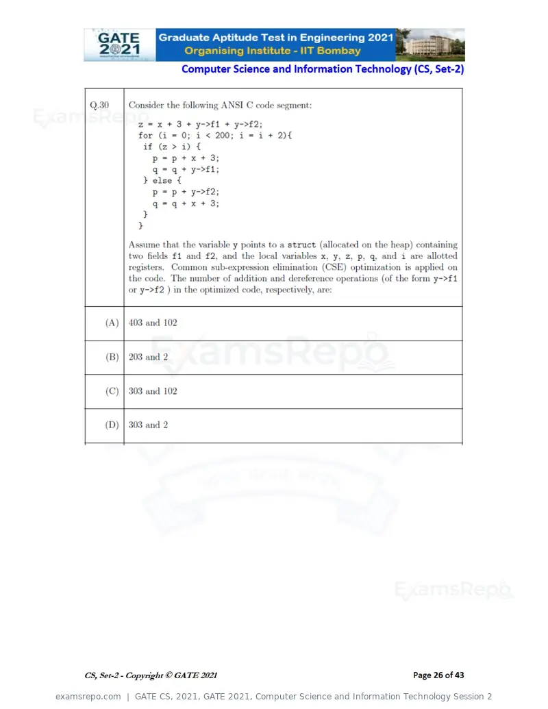 GATE CS 2021 question paper, GATE 2021, Computer Science and Information Technology Session 2, page 71 of 91