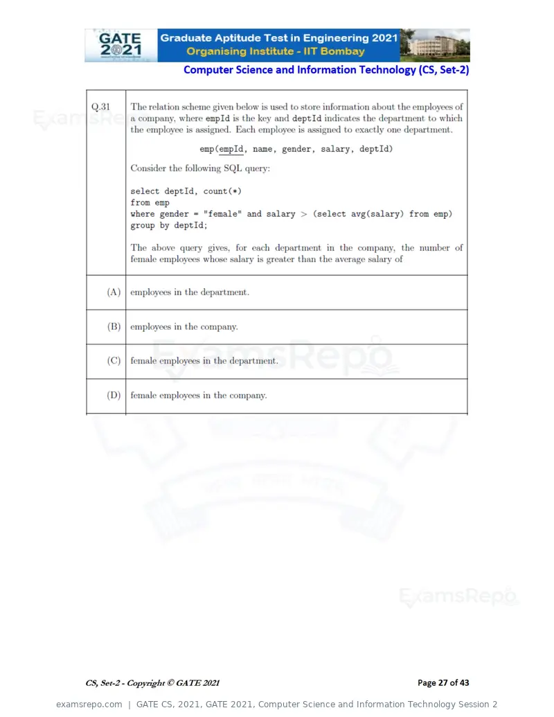 GATE CS 2021 question paper, GATE 2021, Computer Science and Information Technology Session 2, page 72 of 91