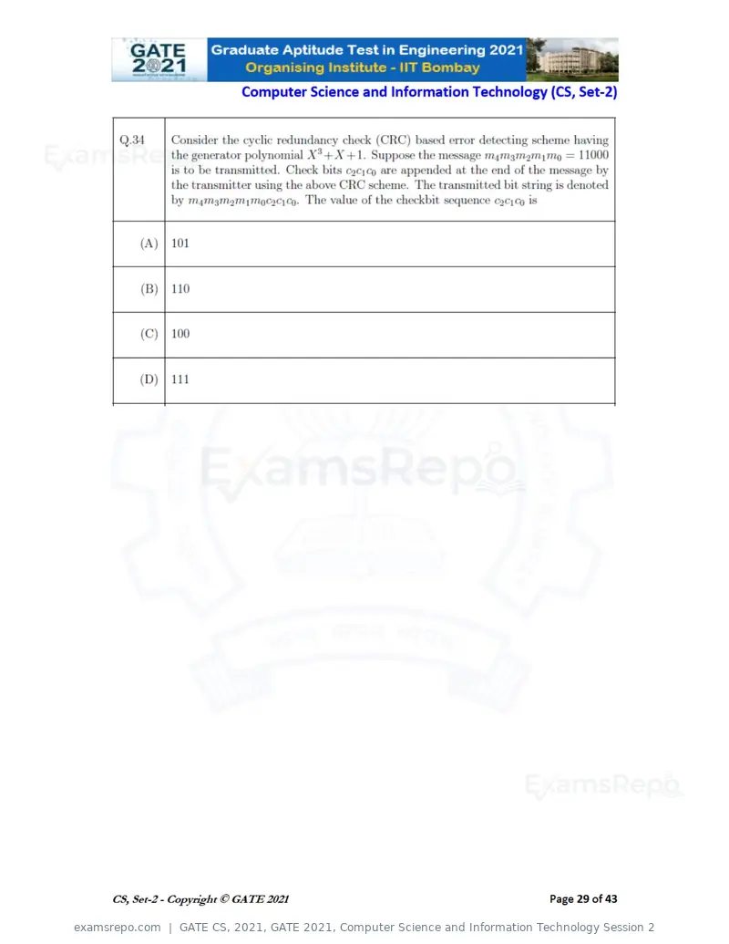GATE CS 2021 question paper, GATE 2021, Computer Science and Information Technology Session 2, page 74 of 91