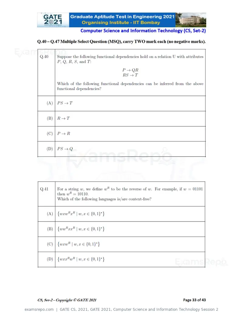 GATE CS 2021 question paper, GATE 2021, Computer Science and Information Technology Session 2, page 78 of 91