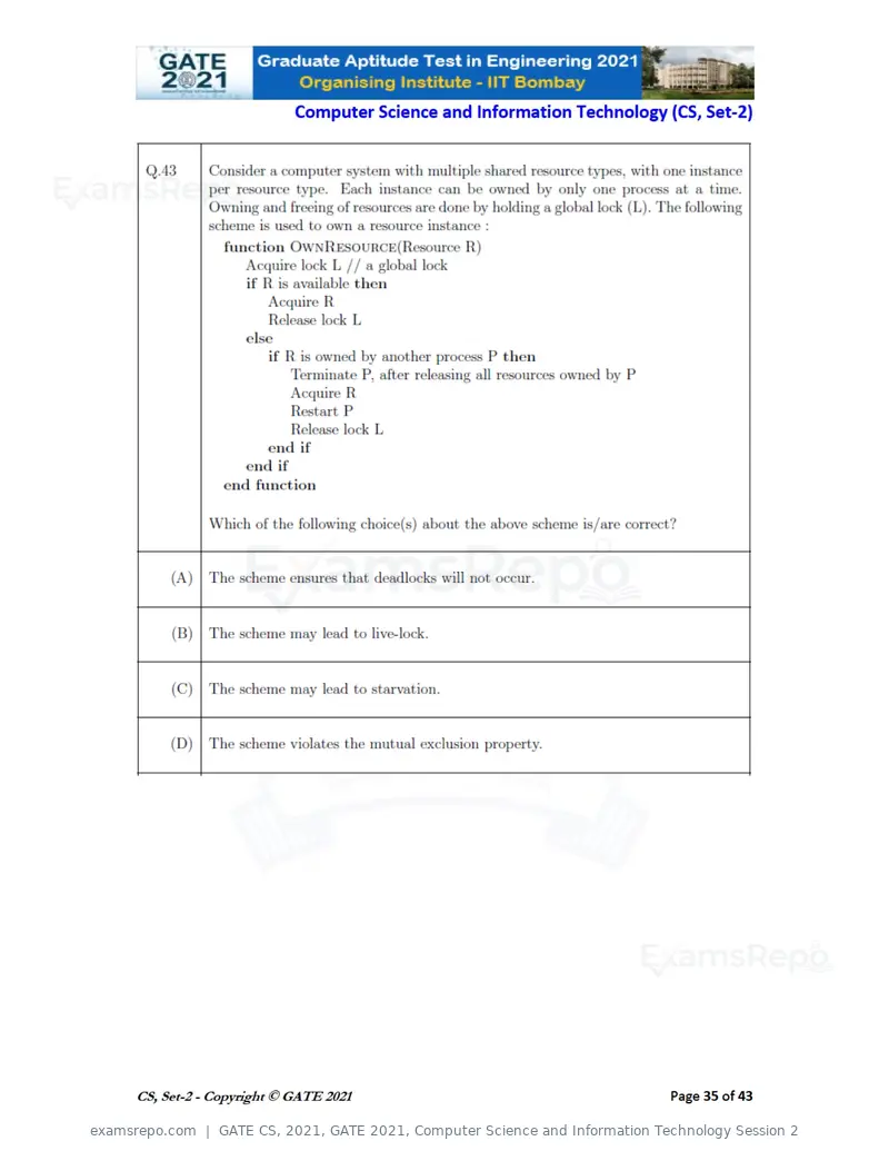 GATE CS 2021 question paper, GATE 2021, Computer Science and Information Technology Session 2, page 80 of 91