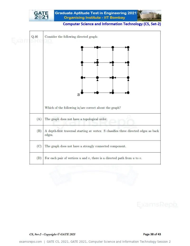 GATE CS 2021 question paper, GATE 2021, Computer Science and Information Technology Session 2, page 83 of 91