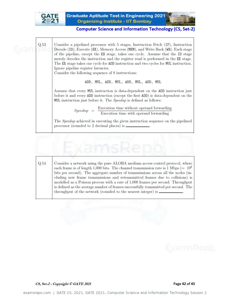 GATE CS 2021 question paper, GATE 2021, Computer Science and Information Technology Session 2, page 87 of 91