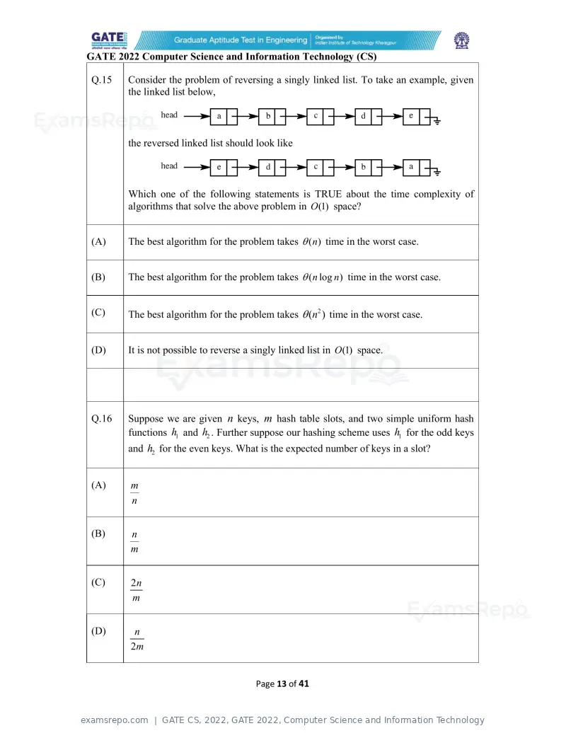 GATE CS 2022 question paper, GATE 2022, Computer Science and Information Technology, page 13 of 43