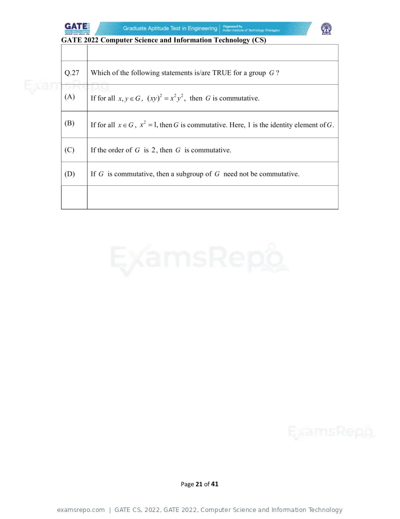 GATE CS 2022 question paper, GATE 2022, Computer Science and Information Technology, page 21 of 43