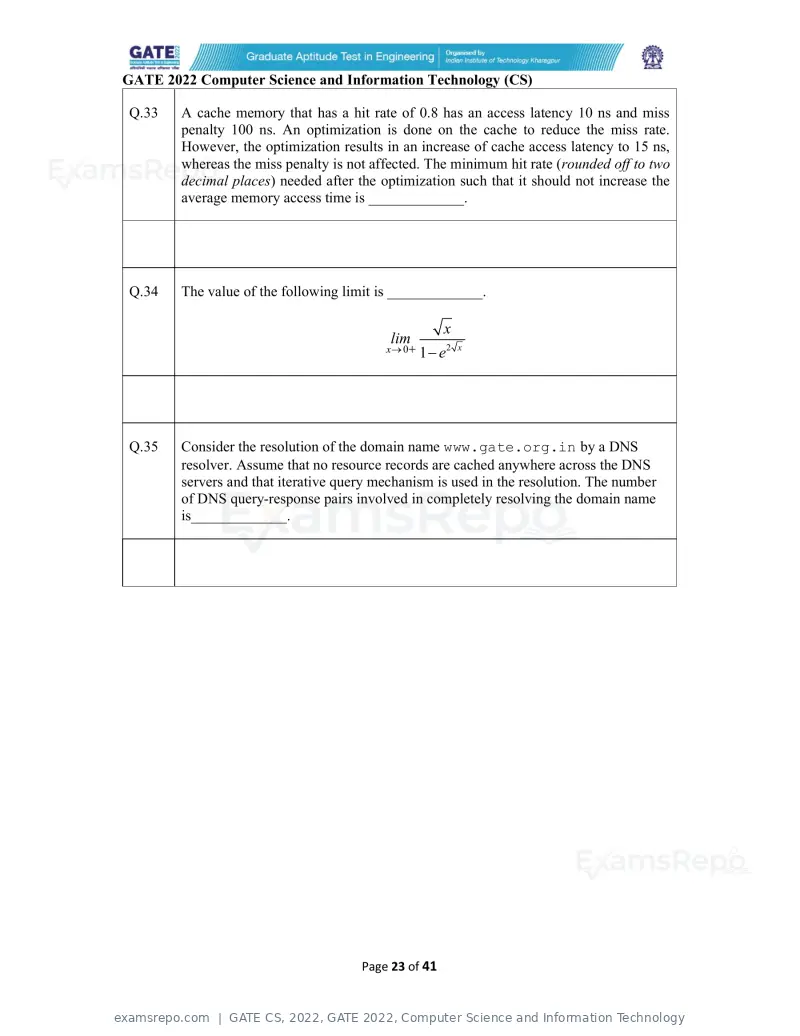 GATE CS 2022 question paper, GATE 2022, Computer Science and Information Technology, page 23 of 43