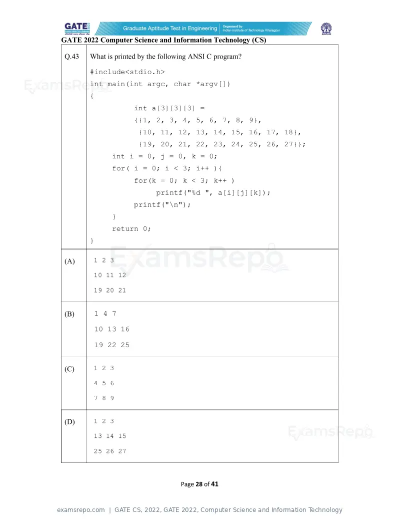 GATE CS 2022 question paper, GATE 2022, Computer Science and Information Technology, page 28 of 43