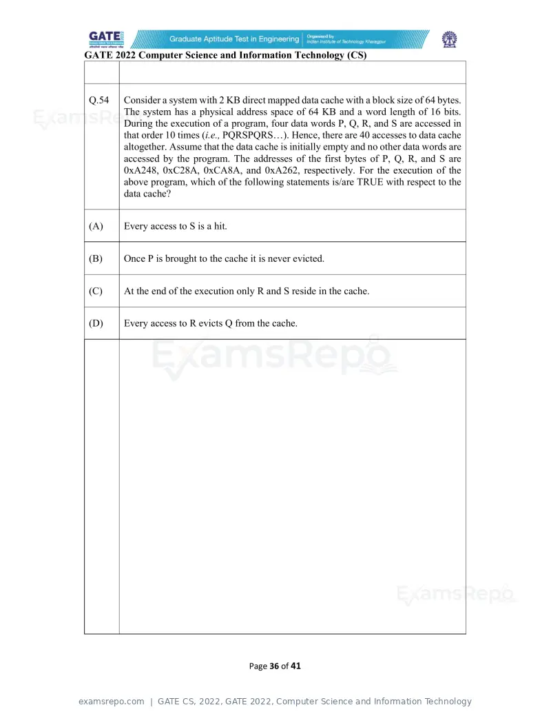 GATE CS 2022 question paper, GATE 2022, Computer Science and Information Technology, page 36 of 43