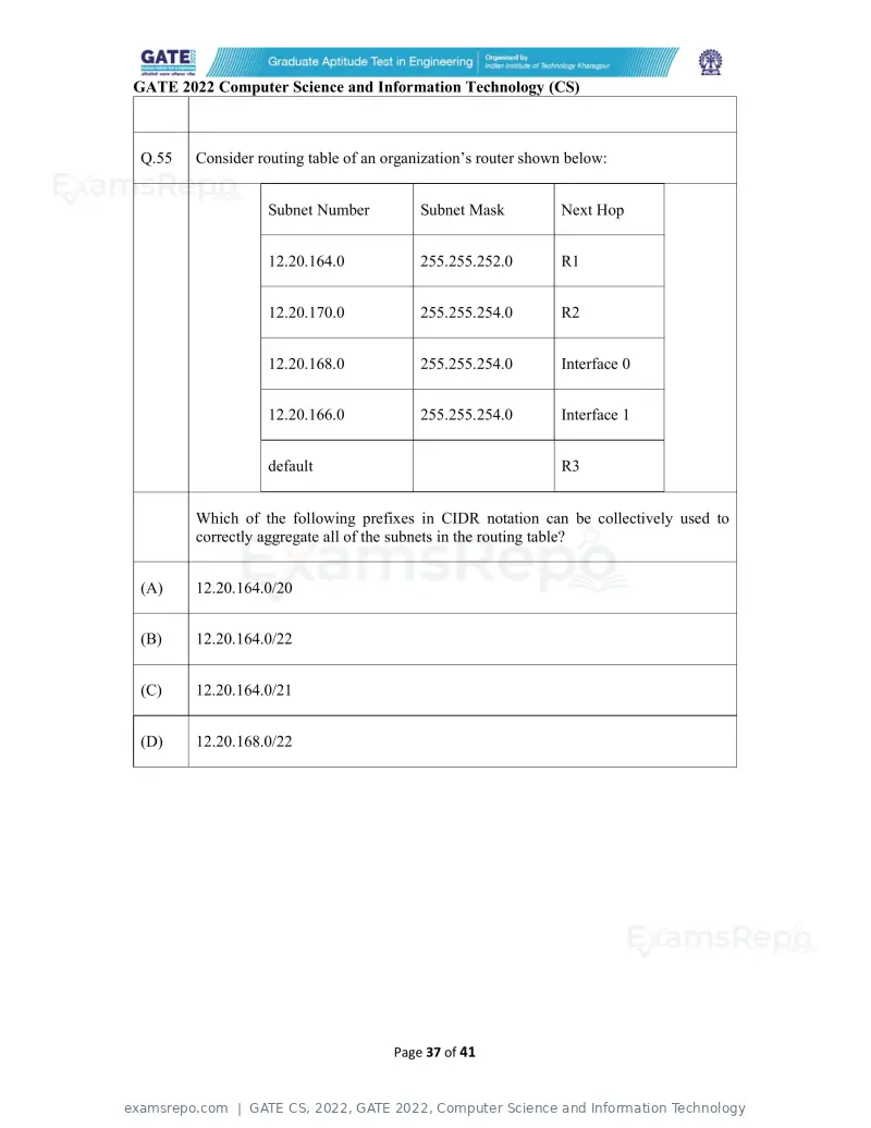 GATE CS 2022 question paper, GATE 2022, Computer Science and Information Technology, page 37 of 43