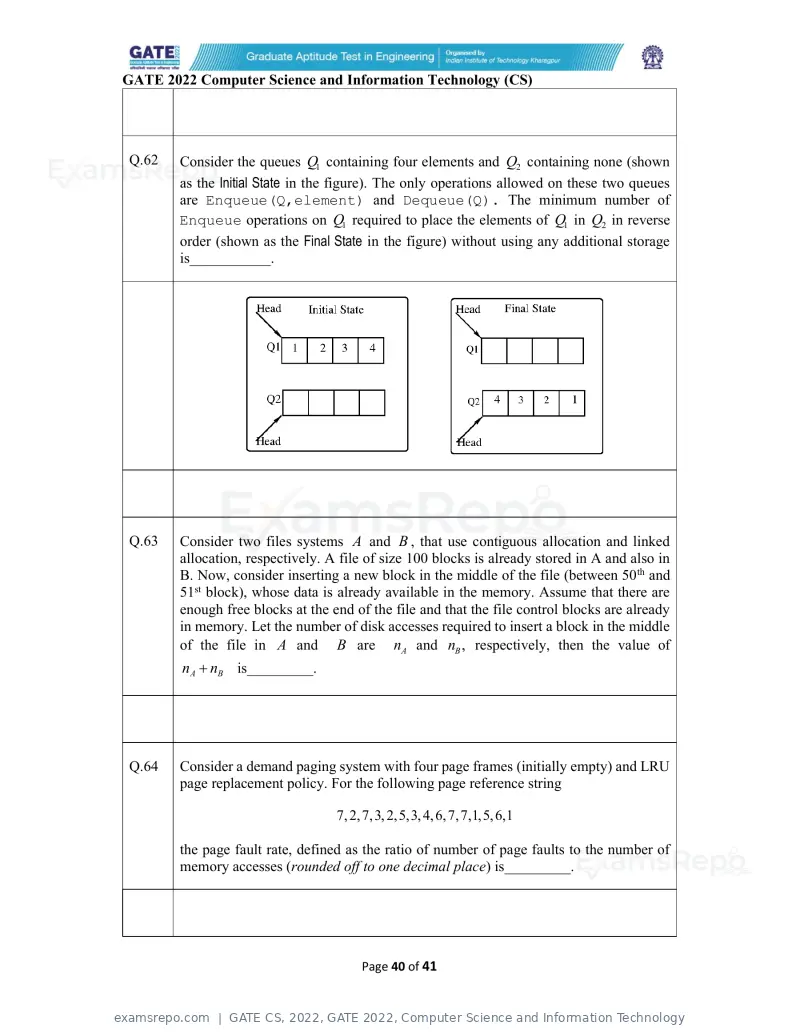GATE CS 2022 question paper, GATE 2022, Computer Science and Information Technology, page 40 of 43