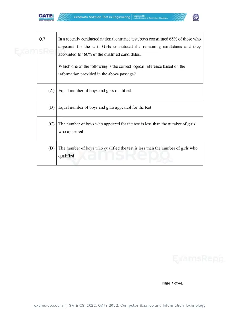 GATE CS 2022 question paper, GATE 2022, Computer Science and Information Technology, page 7 of 43