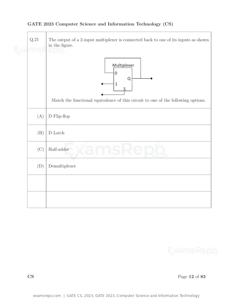 GATE CS 2023 question paper, GATE 2023, Computer Science and Information Technology, page 19 of 69