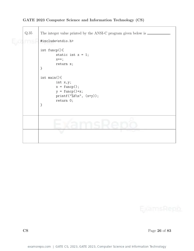 GATE CS 2023 question paper, GATE 2023, Computer Science and Information Technology, page 33 of 69