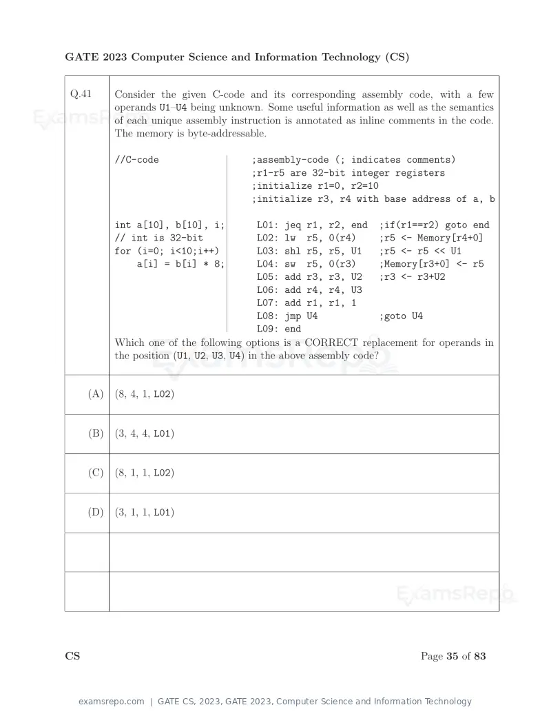 GATE CS 2023 question paper, GATE 2023, Computer Science and Information Technology, page 42 of 69
