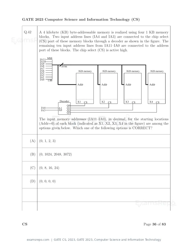 GATE CS 2023 question paper, GATE 2023, Computer Science and Information Technology, page 43 of 69