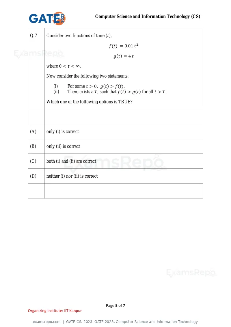 GATE CS 2023 question paper, GATE 2023, Computer Science and Information Technology, page 5 of 69