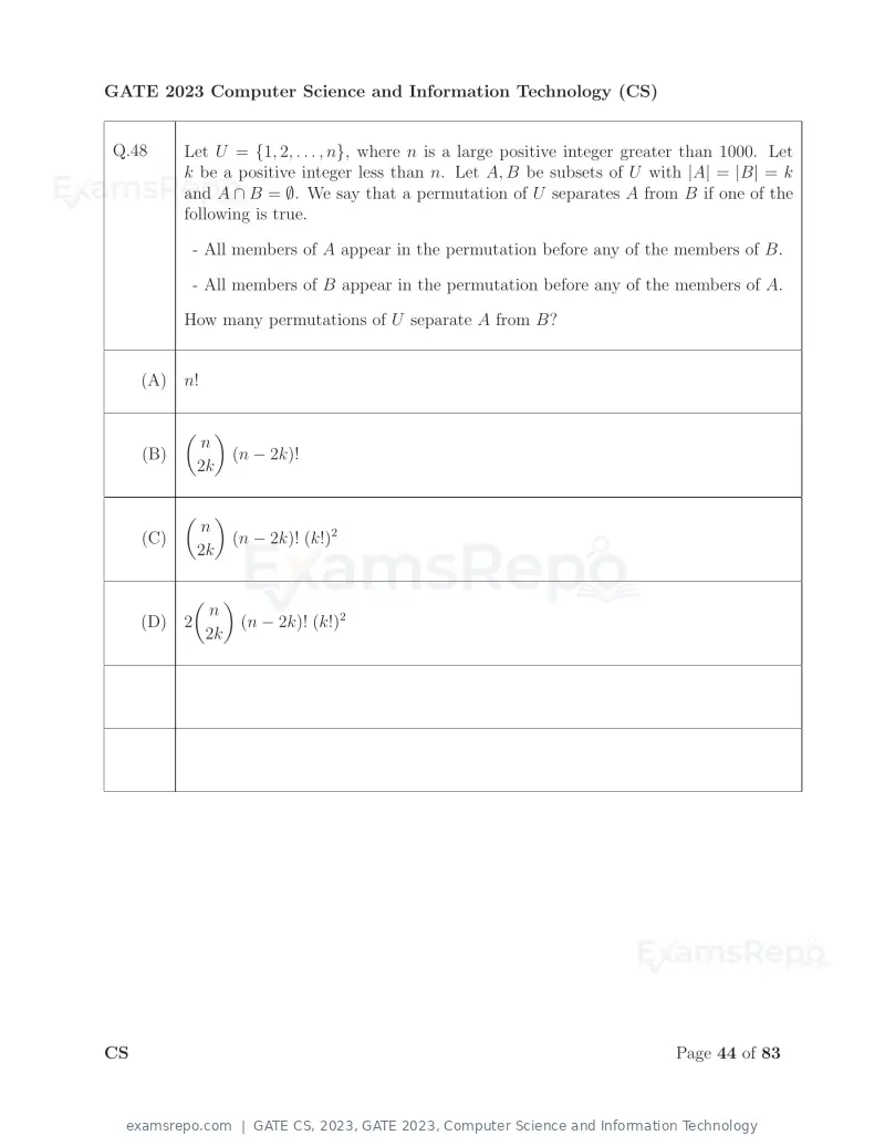 GATE CS 2023 question paper, GATE 2023, Computer Science and Information Technology, page 51 of 69