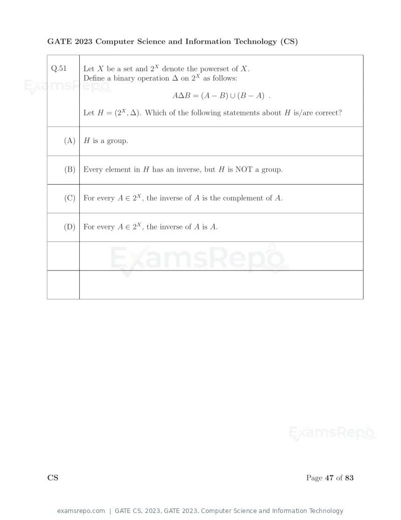 GATE CS 2023 question paper, GATE 2023, Computer Science and Information Technology, page 54 of 69