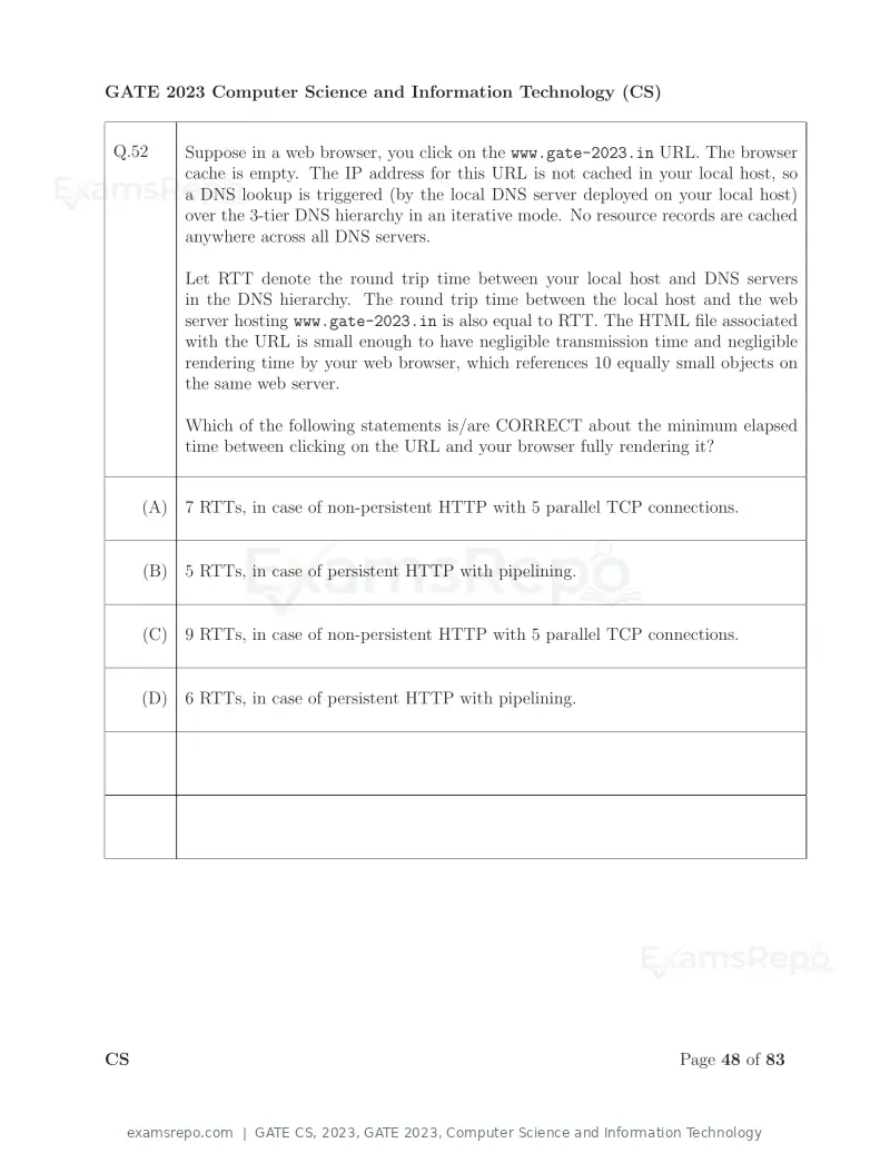 GATE CS 2023 question paper, GATE 2023, Computer Science and Information Technology, page 55 of 69
