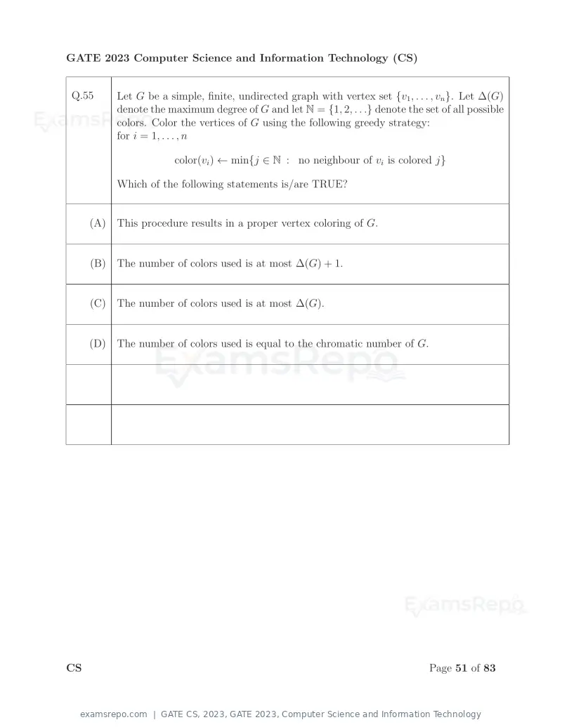 GATE CS 2023 question paper, GATE 2023, Computer Science and Information Technology, page 58 of 69