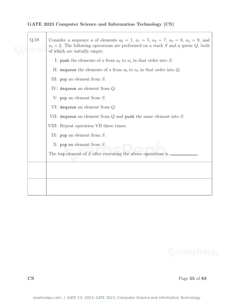 GATE CS 2023 question paper, GATE 2023, Computer Science and Information Technology, page 62 of 69