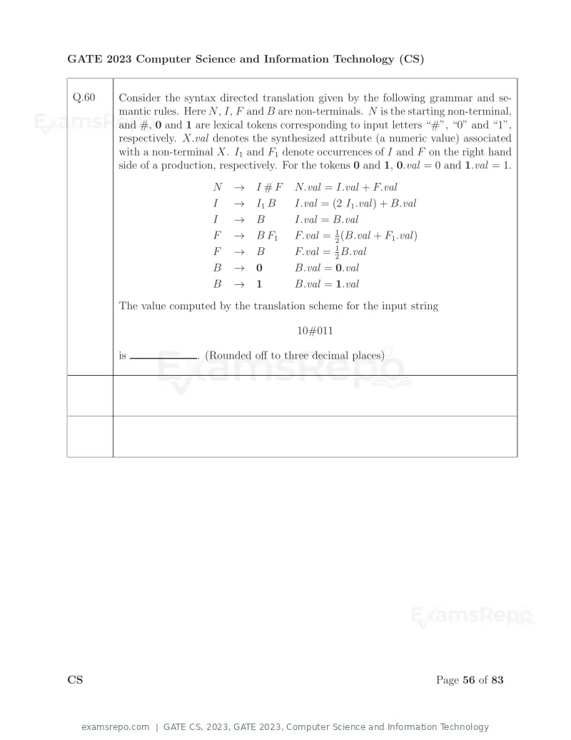 GATE CS 2023 question paper, GATE 2023, Computer Science and Information Technology, page 63 of 69