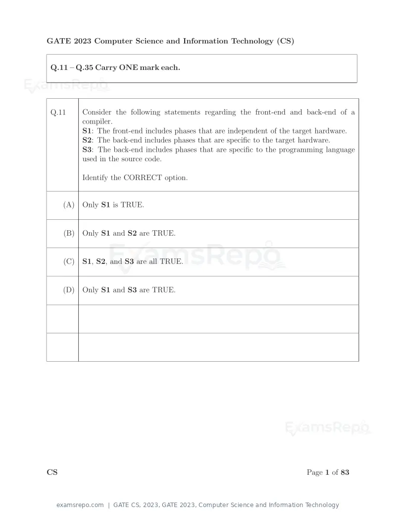 GATE CS 2023 question paper, GATE 2023, Computer Science and Information Technology, page 8 of 69