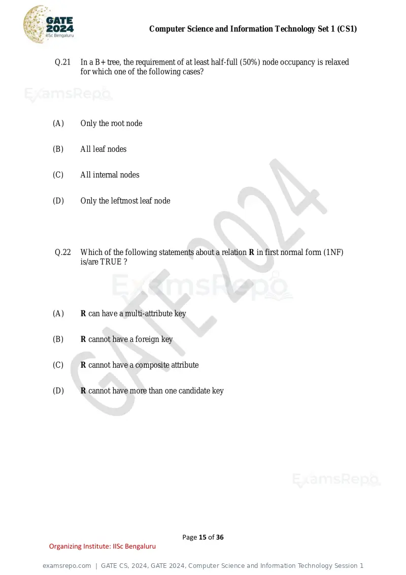 GATE CS 2024 question paper, GATE 2024, Computer Science and Information Technology Session 1, page 15 of 36