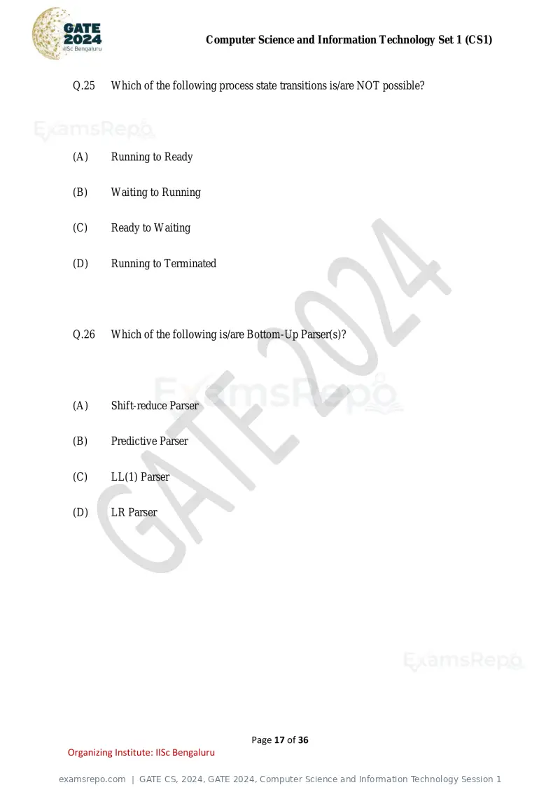 GATE CS 2024 question paper, GATE 2024, Computer Science and Information Technology Session 1, page 17 of 36