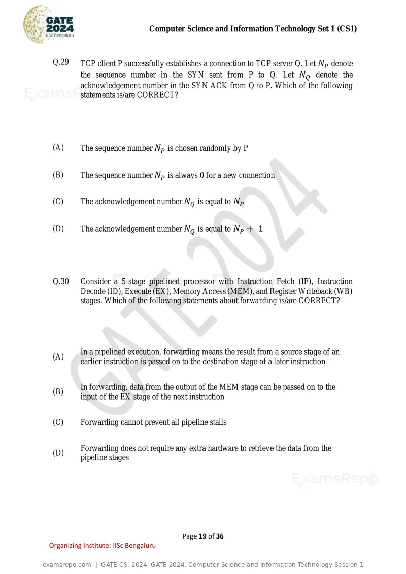 GATE CS 2024 question paper, GATE 2024, Computer Science and Information Technology Session 1, page 19 of 36