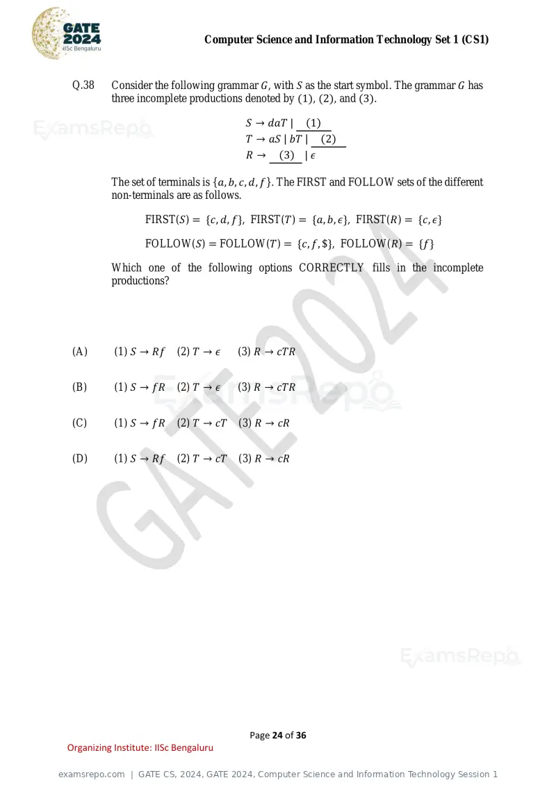 GATE CS 2024 question paper, GATE 2024, Computer Science and Information Technology Session 1, page 24 of 36