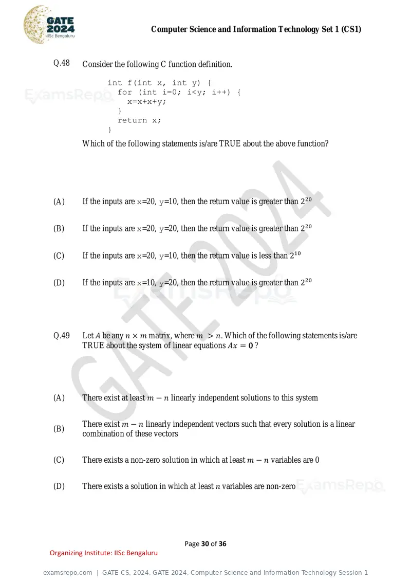 GATE CS 2024 question paper, GATE 2024, Computer Science and Information Technology Session 1, page 30 of 36