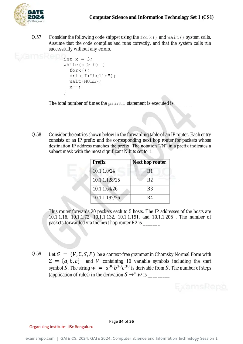 GATE CS 2024 question paper, GATE 2024, Computer Science and Information Technology Session 1, page 34 of 36
