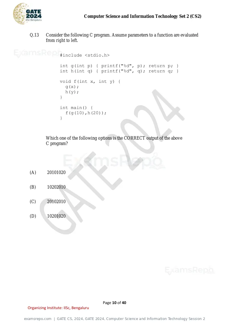 GATE CS 2024 question paper, GATE 2024, Computer Science and Information Technology Session 2, page 10 of 40