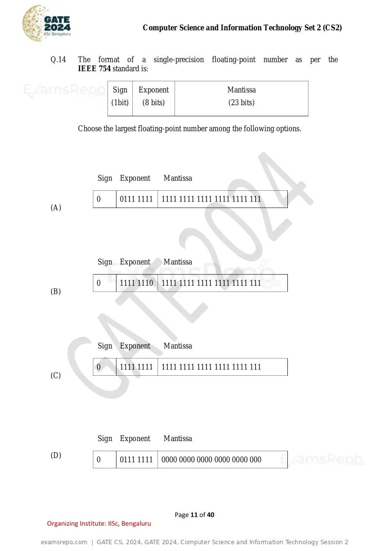 GATE CS 2024 question paper, GATE 2024, Computer Science and Information Technology Session 2, page 11 of 40