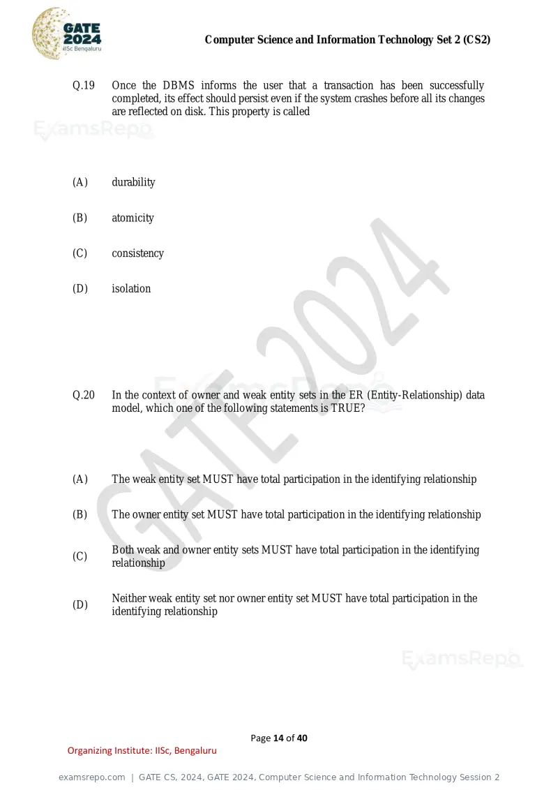 GATE CS 2024 question paper, GATE 2024, Computer Science and Information Technology Session 2, page 14 of 40