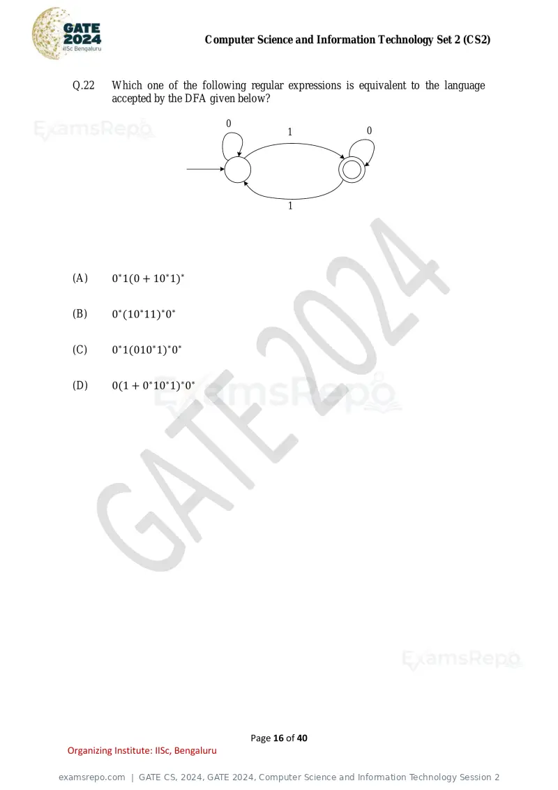GATE CS 2024 question paper, GATE 2024, Computer Science and Information Technology Session 2, page 16 of 40