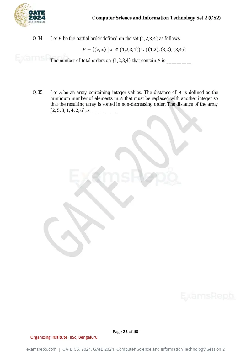 GATE CS 2024 question paper, GATE 2024, Computer Science and Information Technology Session 2, page 23 of 40