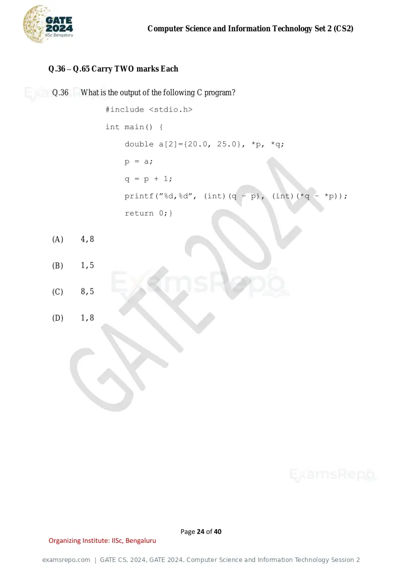 GATE CS 2024 question paper, GATE 2024, Computer Science and Information Technology Session 2, page 24 of 40