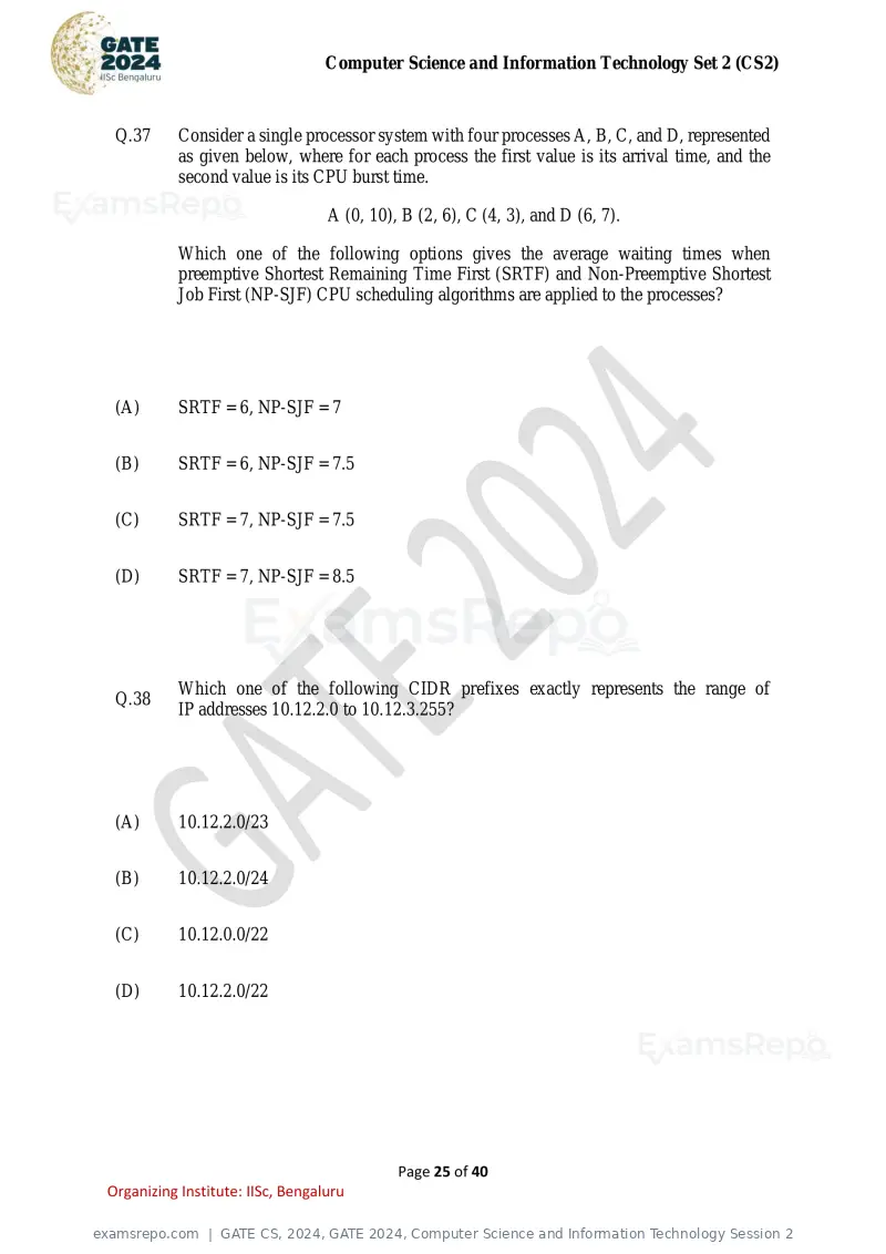 GATE CS 2024 question paper, GATE 2024, Computer Science and Information Technology Session 2, page 25 of 40