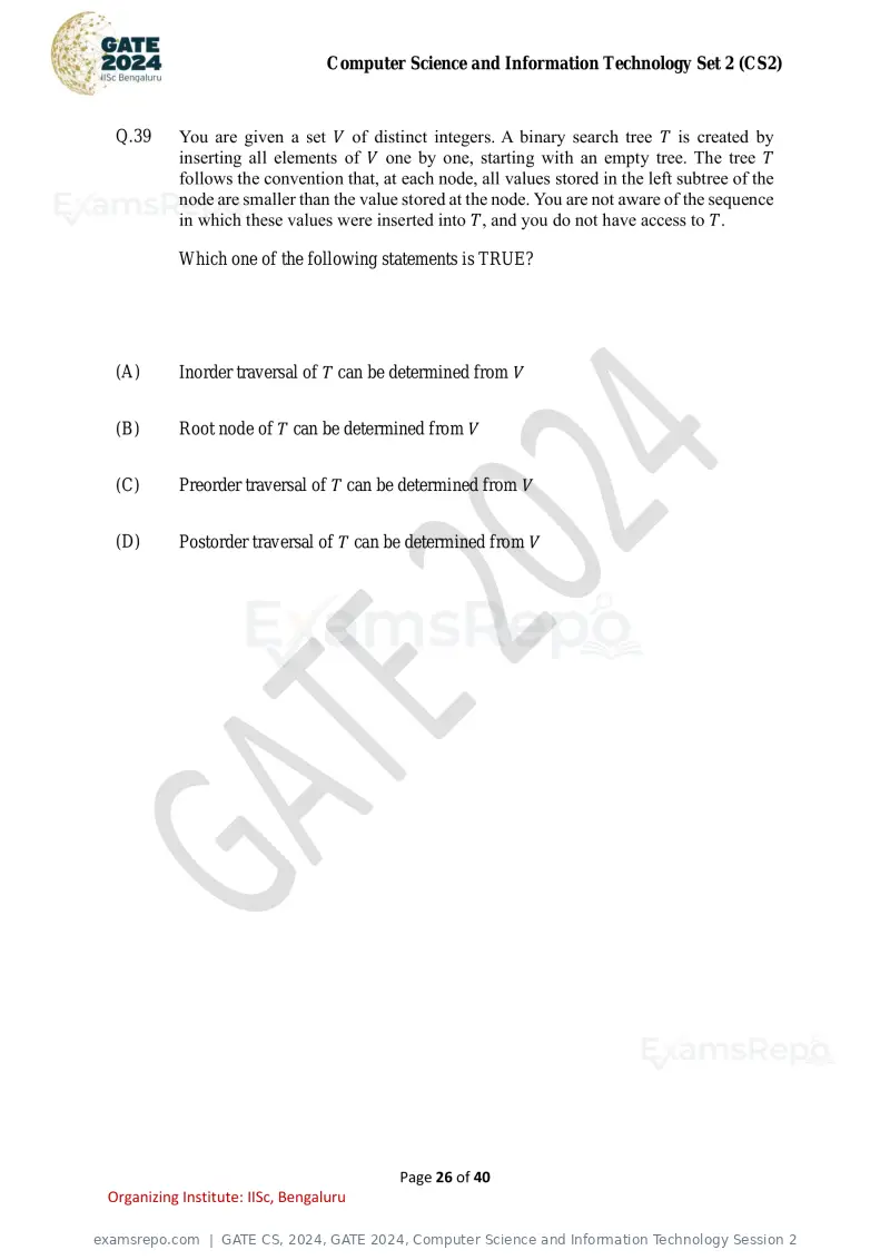 GATE CS 2024 question paper, GATE 2024, Computer Science and Information Technology Session 2, page 26 of 40